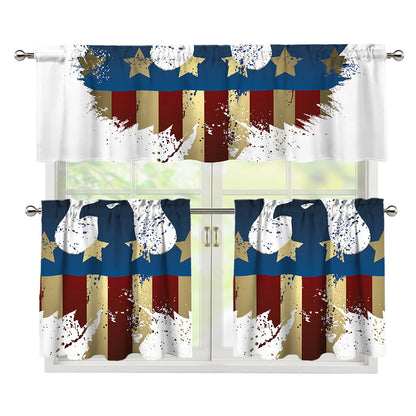 Patriotic American Eagle Print 3 Piece Kitchen Curtains