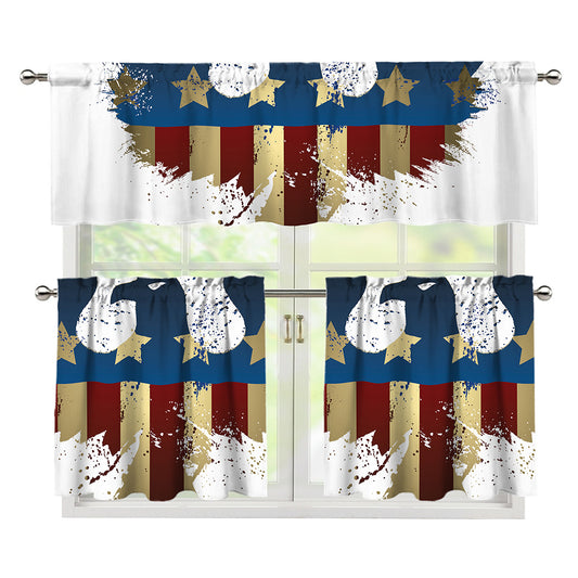 Patriotic American Eagle Print 3 Piece Kitchen Curtains