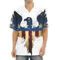 Patriotic American Eagle Print Aloha Shirt