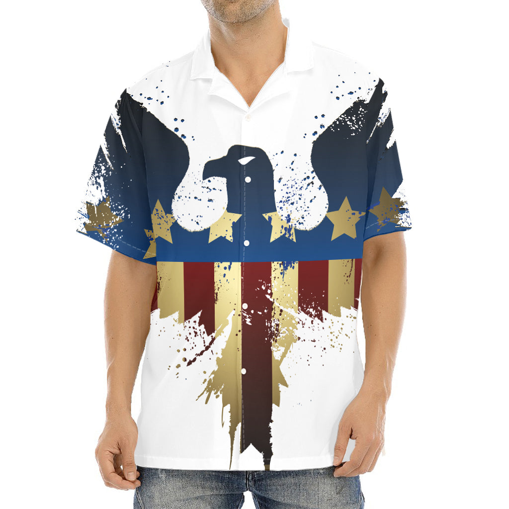 Patriotic American Eagle Print Aloha Shirt