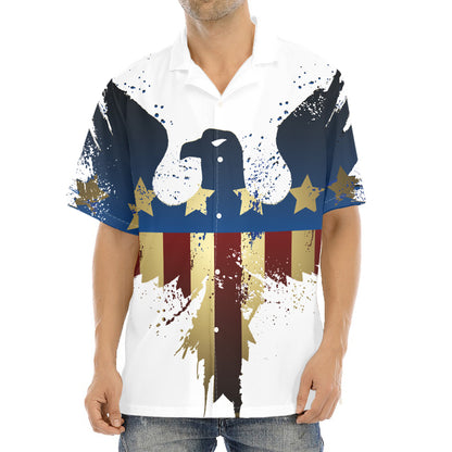 Patriotic American Eagle Print Aloha Shirt