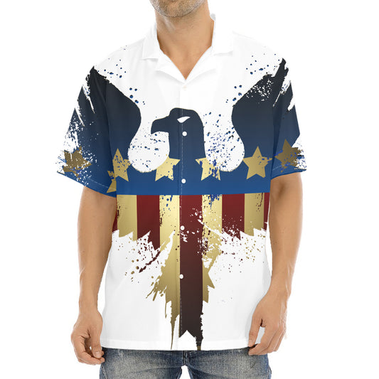 Patriotic American Eagle Print Aloha Shirt