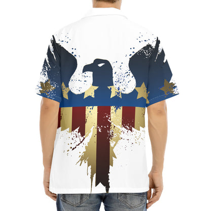 Patriotic American Eagle Print Aloha Shirt