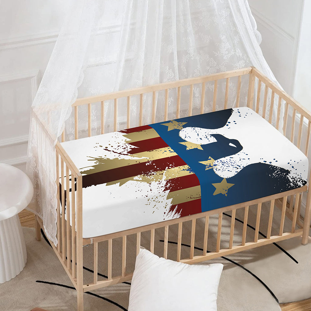 Patriotic American Eagle Print Baby Crib Sheet