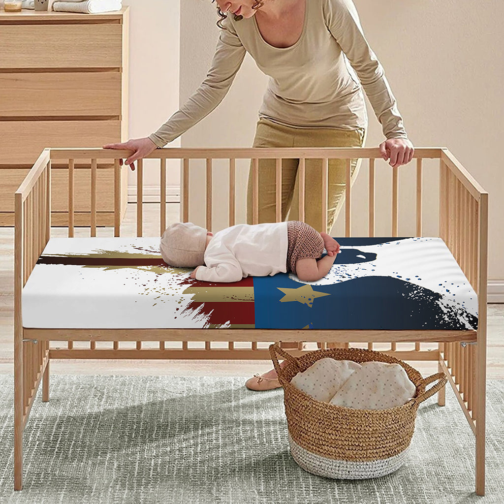 Patriotic American Eagle Print Baby Crib Sheet