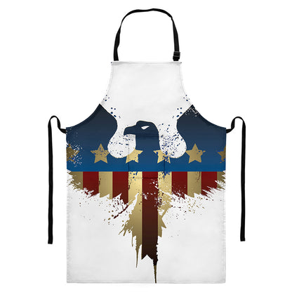 Patriotic American Eagle Print Bib Apron With Pocket