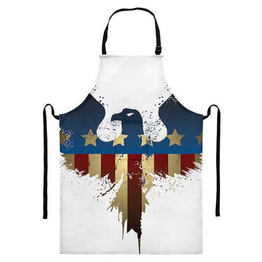 Patriotic American Eagle Print Bib Apron With Pocket