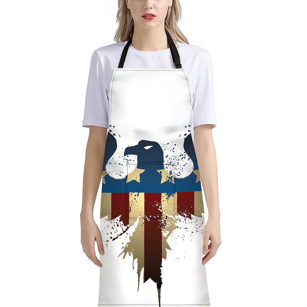 Patriotic American Eagle Print Bib Apron With Pocket