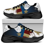 Patriotic American Eagle Print Black Chunky Shoes