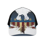 Patriotic American Eagle Print Black Mesh Trucker Cap