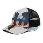 Patriotic American Eagle Print Black Mesh Trucker Cap