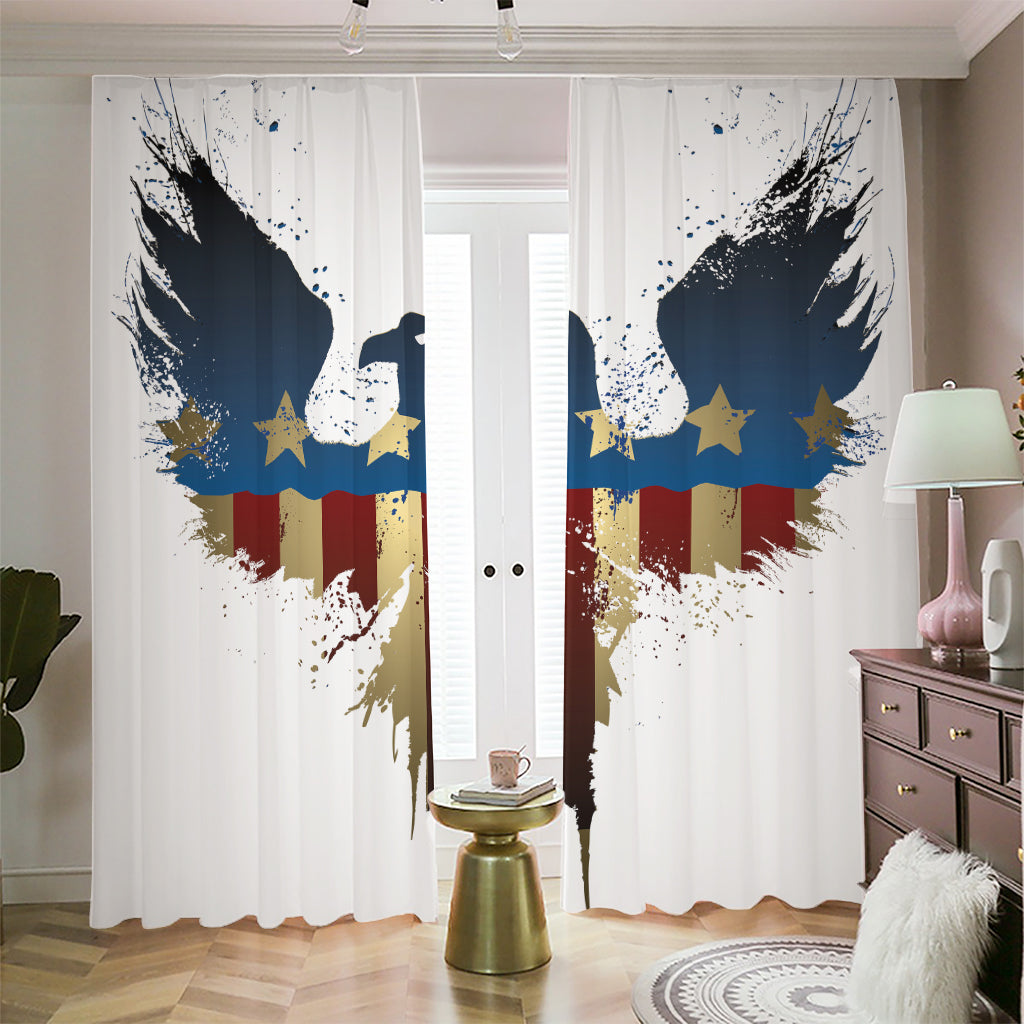 Patriotic American Eagle Print Blackout Pencil Pleat Curtains