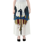 Patriotic American Eagle Print Chiffon Maxi Skirt