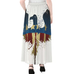 Patriotic American Eagle Print Chiffon Maxi Skirt