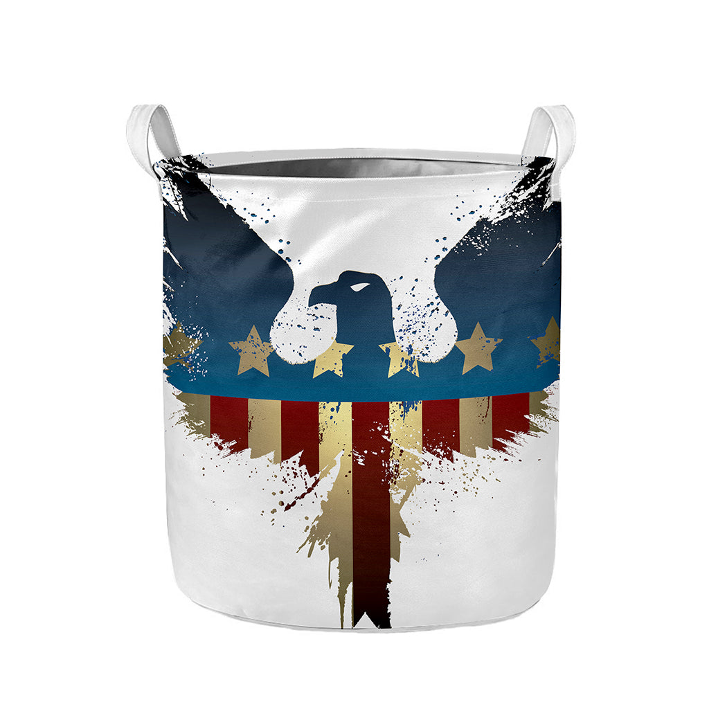 Patriotic American Eagle Print Collapsible Laundry Basket