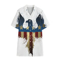 Patriotic American Eagle Print Cotton Hawaiian Shirt