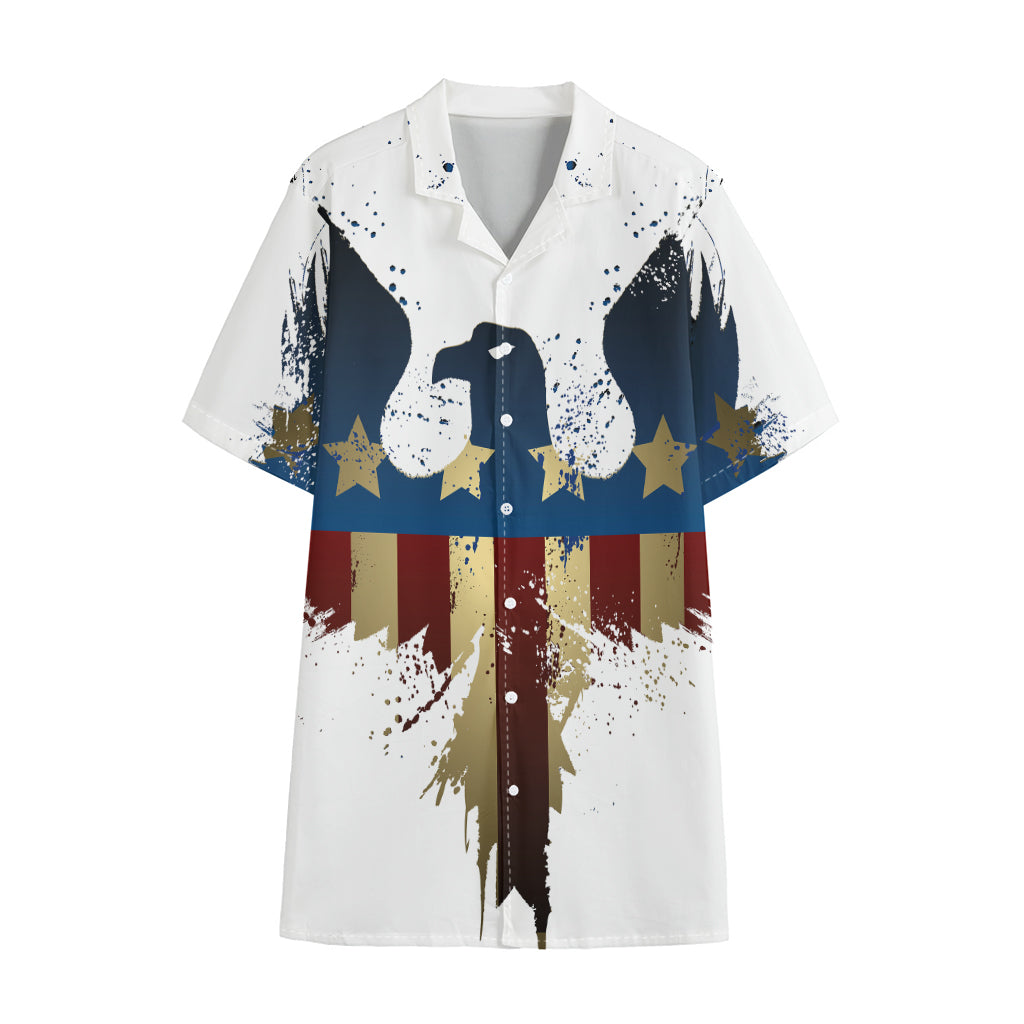 Patriotic American Eagle Print Cotton Hawaiian Shirt