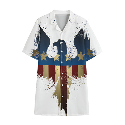 Patriotic American Eagle Print Cotton Hawaiian Shirt
