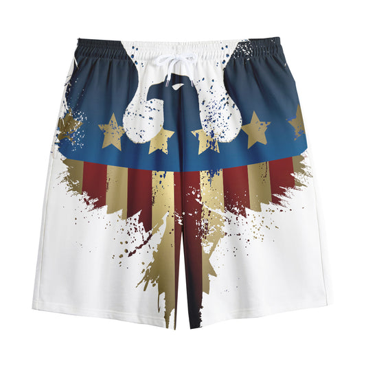 Patriotic American Eagle Print Cotton Shorts