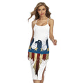 Patriotic American Eagle Print Cross Back Cami Dress