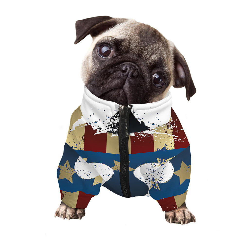 Patriotic American Eagle Print Dog Zip Up Jacket
