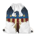 Patriotic American Eagle Print Drawstring Bag