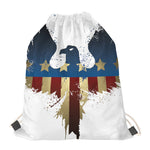 Patriotic American Eagle Print Drawstring Bag