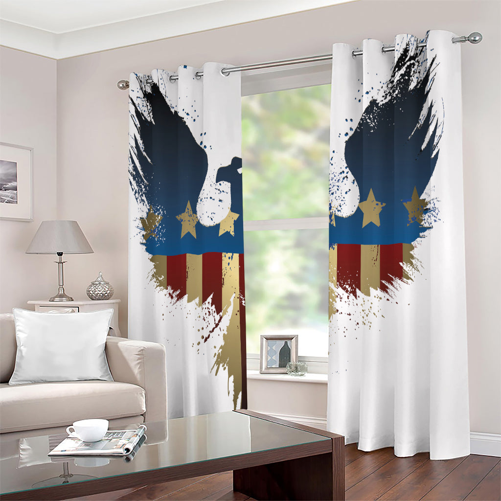 Patriotic American Eagle Print Extra Wide Grommet Curtains