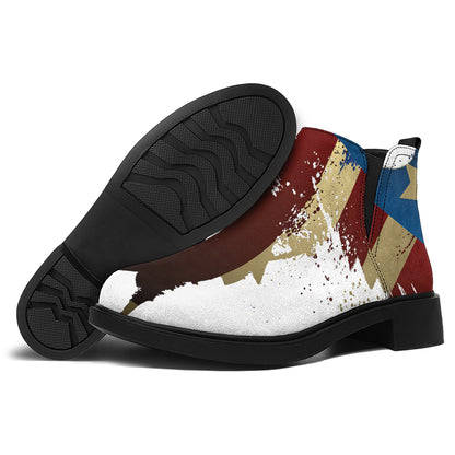 Patriotic American Eagle Print Flat Ankle Boots
