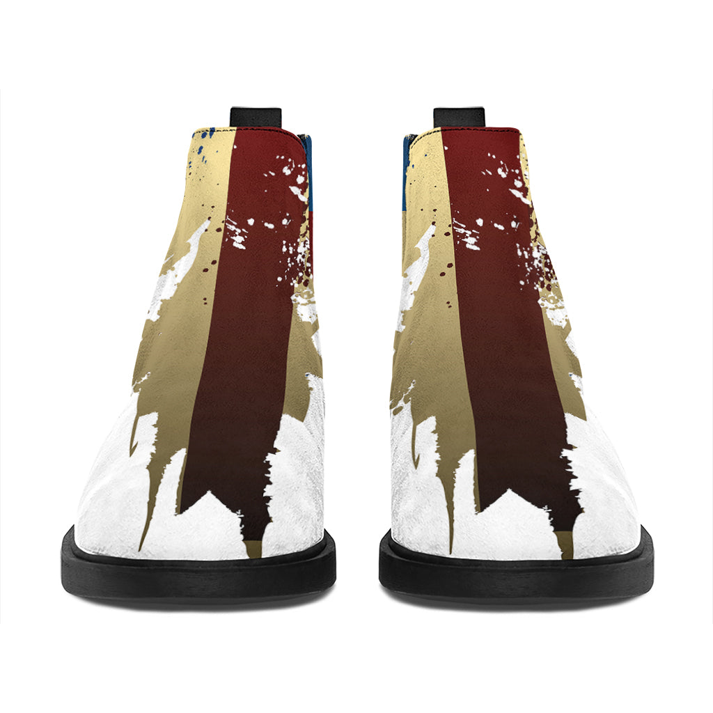 Patriotic American Eagle Print Flat Ankle Boots
