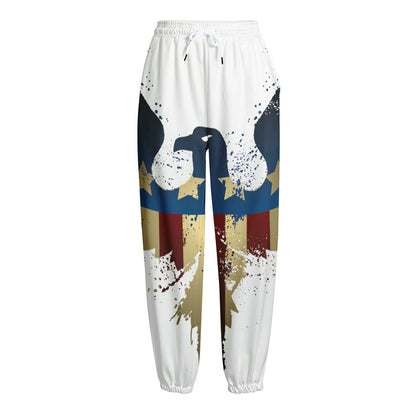 Patriotic American Eagle Print Fleece Lined Knit Pants