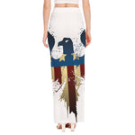 Patriotic American Eagle Print High Slit Maxi Skirt