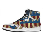 Patriotic American Eagle Print High Top Leather Sneakers