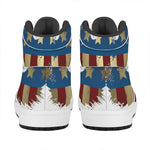 Patriotic American Eagle Print High Top Leather Sneakers