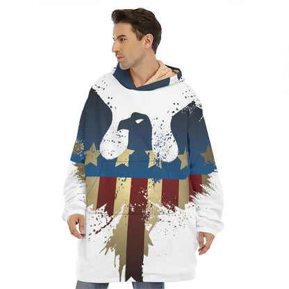 Patriotic American Eagle Print Hoodie Blanket