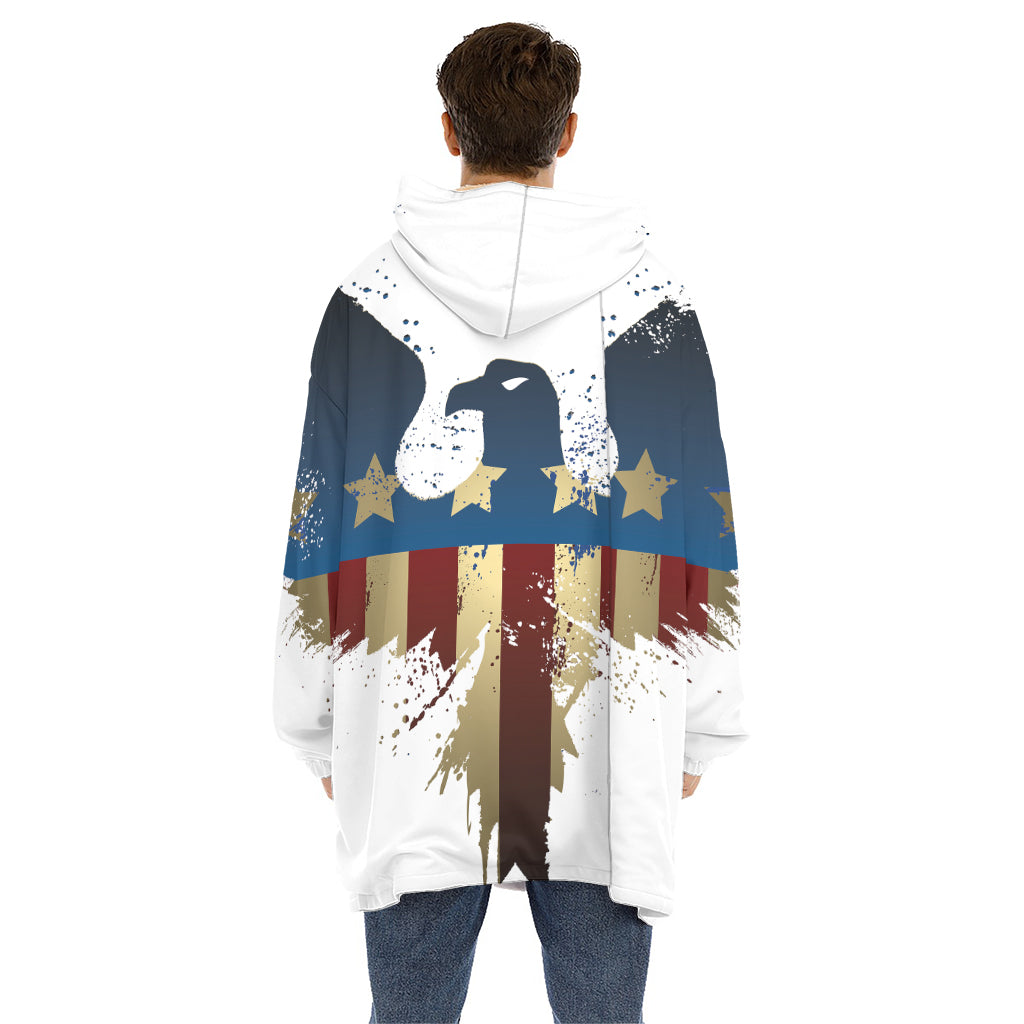 Patriotic American Eagle Print Hoodie Blanket