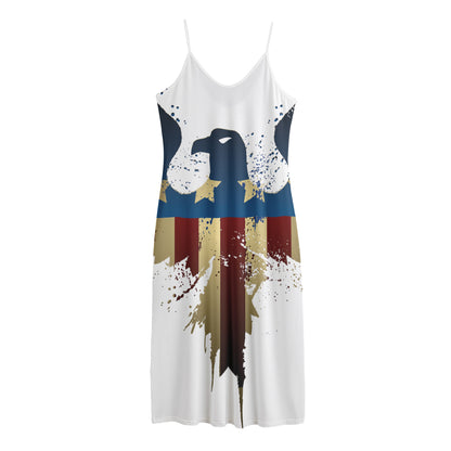 Patriotic American Eagle Print Jersey Midi Cami Dress