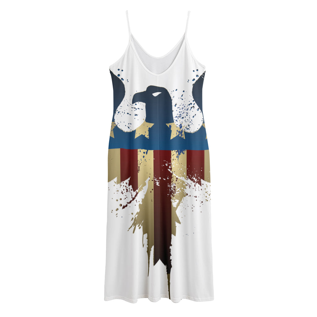Patriotic American Eagle Print Jersey Midi Cami Dress