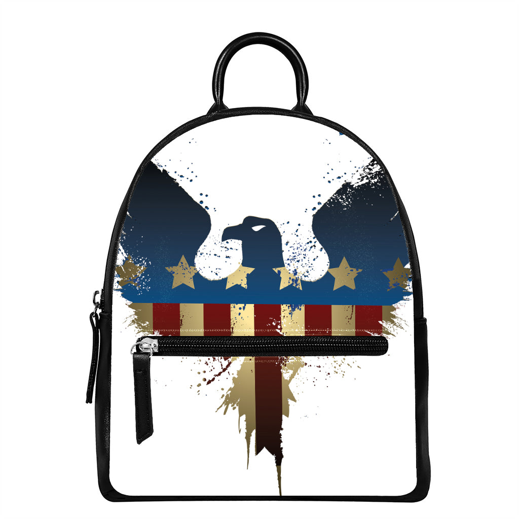 Patriotic American Eagle Print Leather Backpack