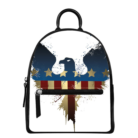 Patriotic American Eagle Print Leather Backpack