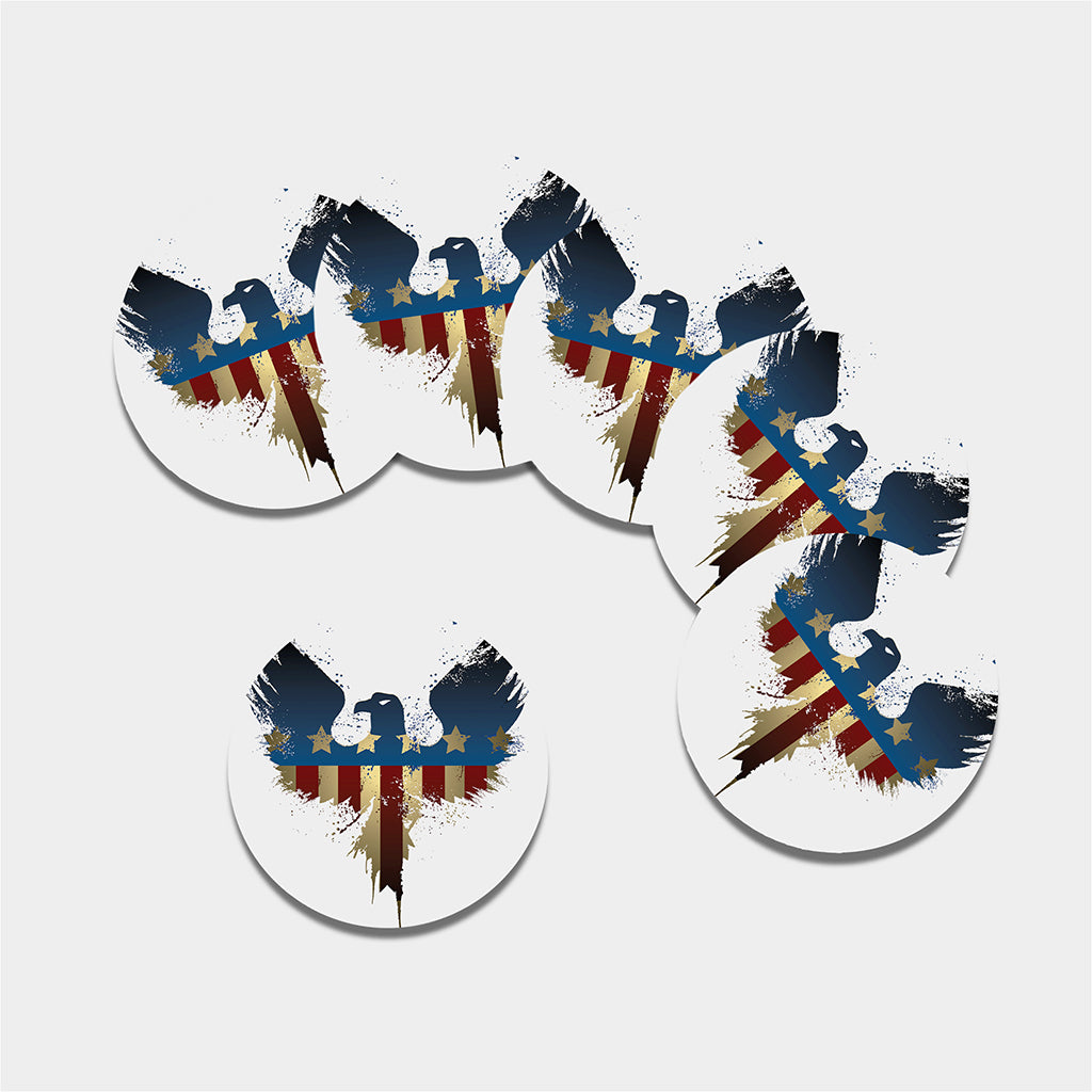Patriotic American Eagle Print Leather Coaster Set