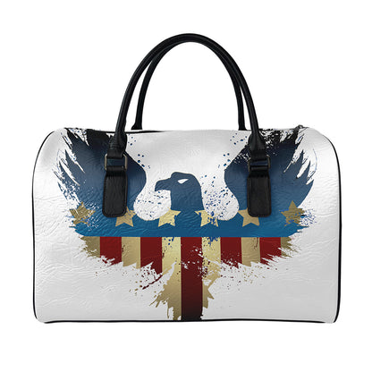 Patriotic American Eagle Print Leather Duffle Bag