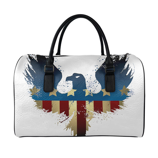 Patriotic American Eagle Print Leather Duffle Bag