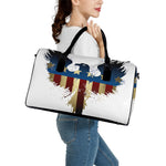 Patriotic American Eagle Print Leather Duffle Bag