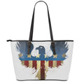 Patriotic American Eagle Print Leather Tote Bag With Zipper