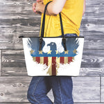Patriotic American Eagle Print Leather Tote Bag
