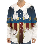 Patriotic American Eagle Print Long Sleeve Baseball Jersey