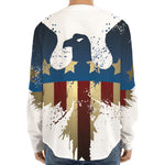Patriotic American Eagle Print Long Sleeve Baseball Jersey