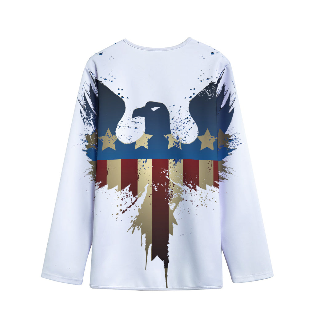 Patriotic American Eagle Print Long Sleeve Short Coat