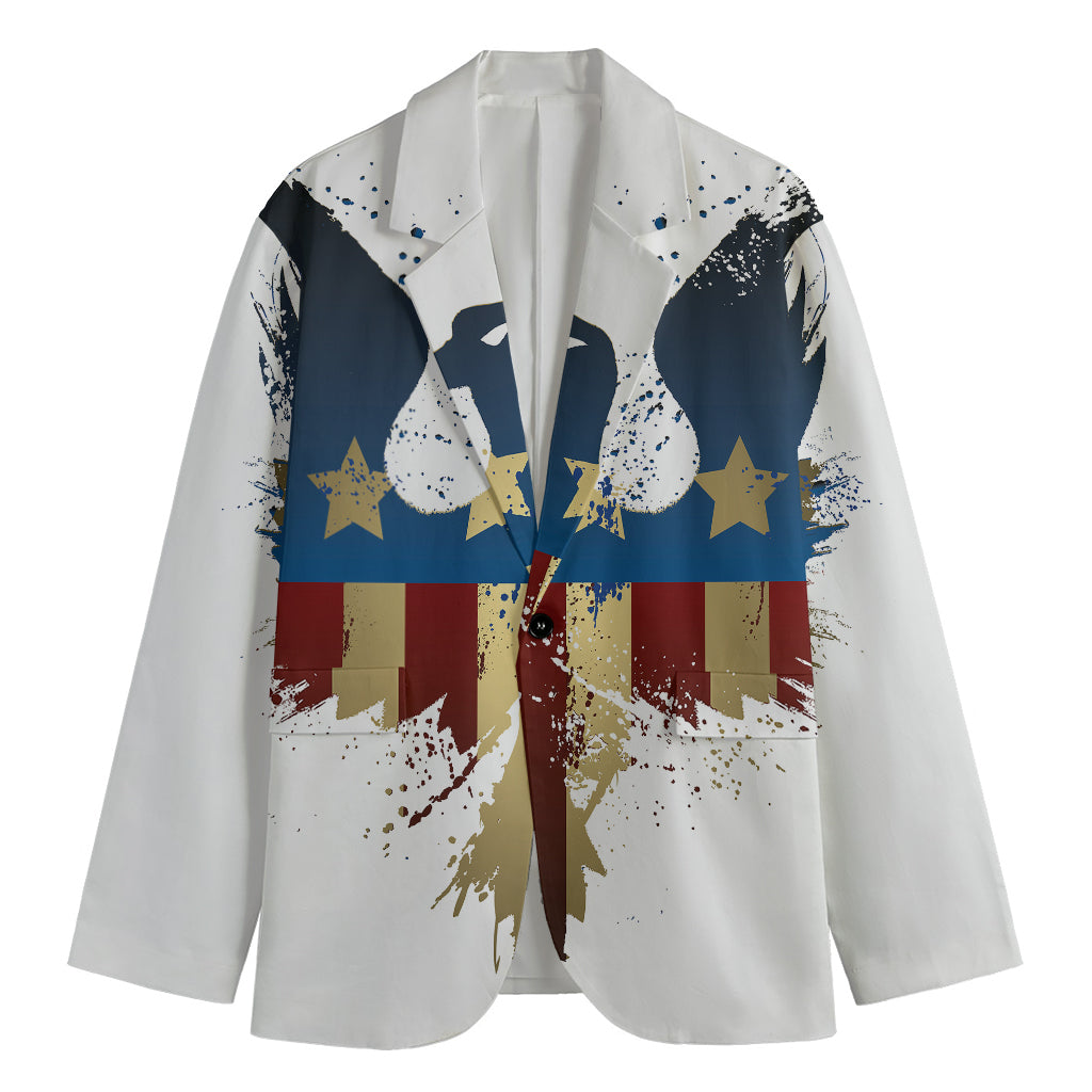 Patriotic American Eagle Print Men's Blazer